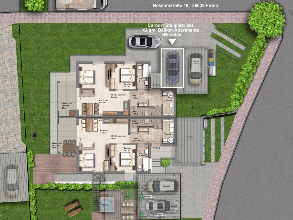-Neubau- 42 Qm Balkon-Apartment Fulda Ngoại thất bức ảnh